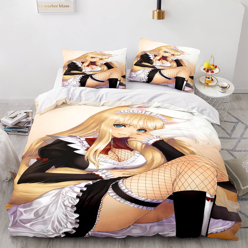 Japan Maid Cosplay Bedding Set Quilt Duvet Covers Comforter Bed Sheets - EBuycos