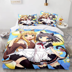 Japan Maid Cute Loli Cosplay Bedding Set Quilt Duvet Covers Bed Sheets - EBuycos