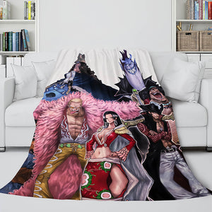 Japanese Cartoon ONE PIECE Throw Flannel Blanket Soft Cozy Bedding Use - EBuycos