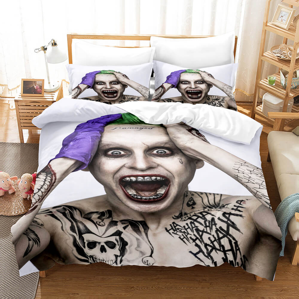 Joker Harley Quinn Cosplay 3 Piece Bedding Set Duvet Cover Bed Sheets - EBuycos