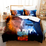 King Kong vs Godzilla Comforter Bedding Set Duvet Covers Bed Sheets - EBuycos