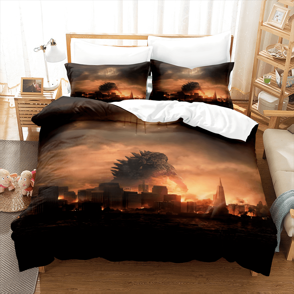 King Kong vs Godzilla Comforter Bedding Set Duvet Covers Sheets Sets - EBuycos