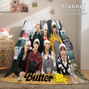 Kpop BTS Butter Cosplay Flannel Blanket Soft Comforter Bedding Sets - EBuycos