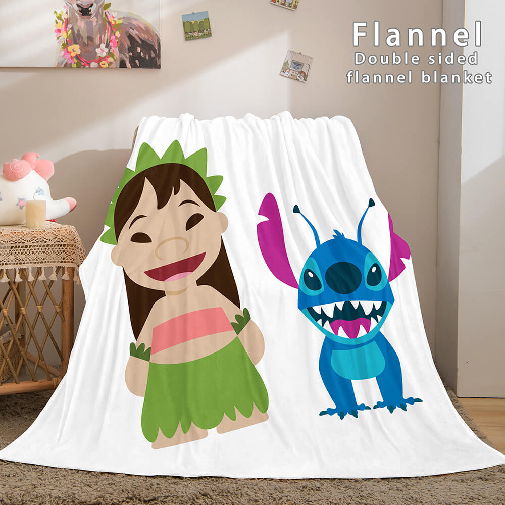 Lilo and Stitch Flannel Blanket Warm Cozy Plush Throw Bed Blankets - EBuycos