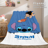 Lilo and Stitch Ohana Flannel Blanket Warm Cozy Throw Bed Blanket - EBuycos