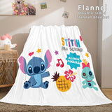 Lilo and Stitch Ohana Flannel Blanket Warm Cozy Throw Bed Blanket - EBuycos