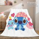 Lilo and Stitch Ohana Flannel Blanket Warm Cozy Throw Bed Blanket - EBuycos