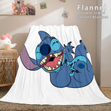 Lilo and Stitch Ohana Flannel Blanket Warm Cozy Throw Bed Blanket - EBuycos