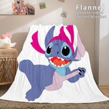 Lilo and Stitch Ohana Flannel Blanket Warm Cozy Throw Bed Blanket - EBuycos