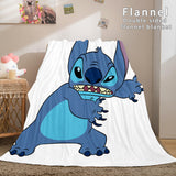 Lilo and Stitch Ohana Flannel Blanket Warm Cozy Throw Bed Blanket - EBuycos