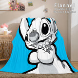 Lilo and Stitch Ohana Flannel Blanket Warm Cozy Throw Bed Blanket - EBuycos