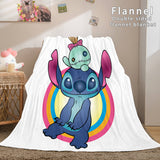 Lilo and Stitch Ohana Flannel Blanket Warm Cozy Throw Bed Blanket - EBuycos