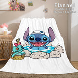 Lilo and Stitch Ohana Flannel Blanket Warm Cozy Throw Bed Blanket - EBuycos