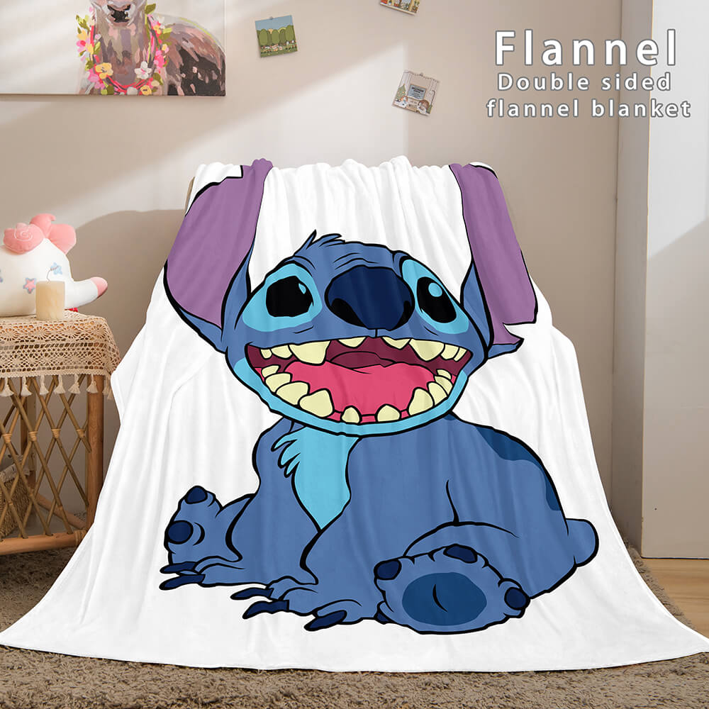 Lilo and Stitch Ohana Flannel Blanket Warm Cozy Throw Bed Blanket - EBuycos