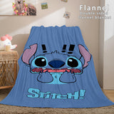 Lilo and Stitch Ohana Flannel Blanket Warm Cozy Throw Bed Blanket - EBuycos