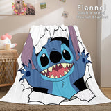 Lilo and Stitch Ohana Flannel Blanket Warm Cozy Throw Bed Blanket - EBuycos