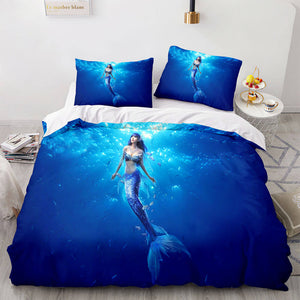 Mermaid Cosplay Bedding Set Full Duvet Cover Comforter Soft Bed Sheets - EBuycos