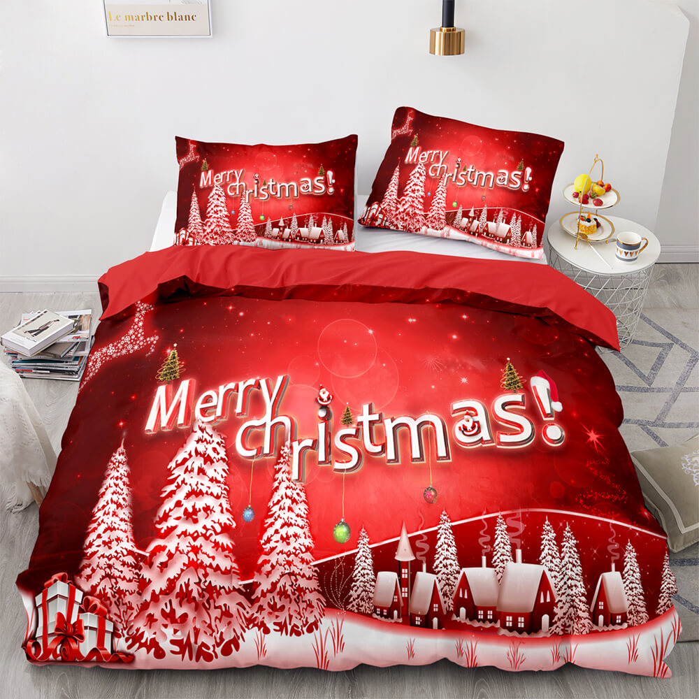 Merry Christmas Bedding Sets Soft Full Duvet Covers Comforter Bed Sheets - EBuycos