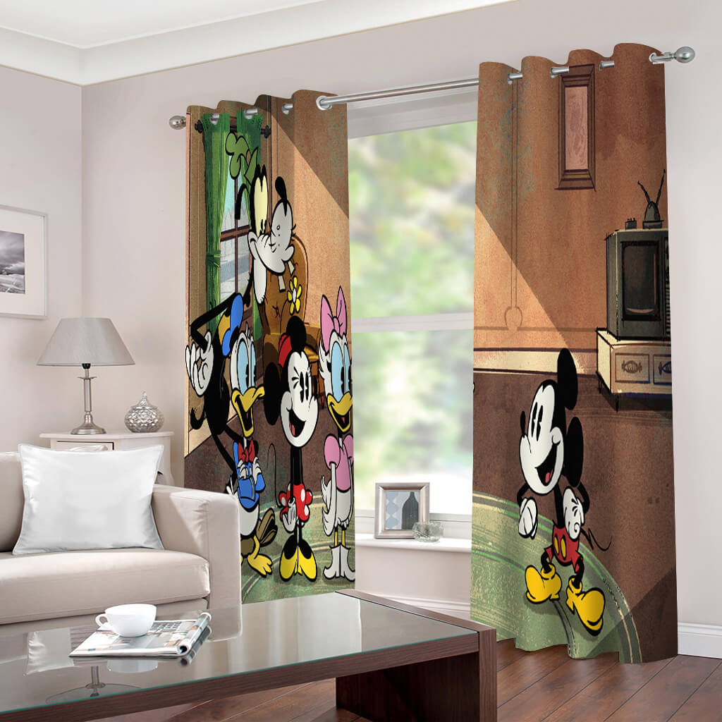 Mickey Mouse Curtains 2 Panels Blackout Window Drapes for Room Decoration