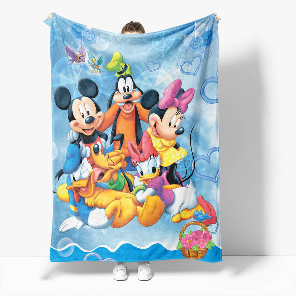 Mickey Mouse Minnie Mouse Flannel Fleece Throw Blanket Comforter Set - EBuycos