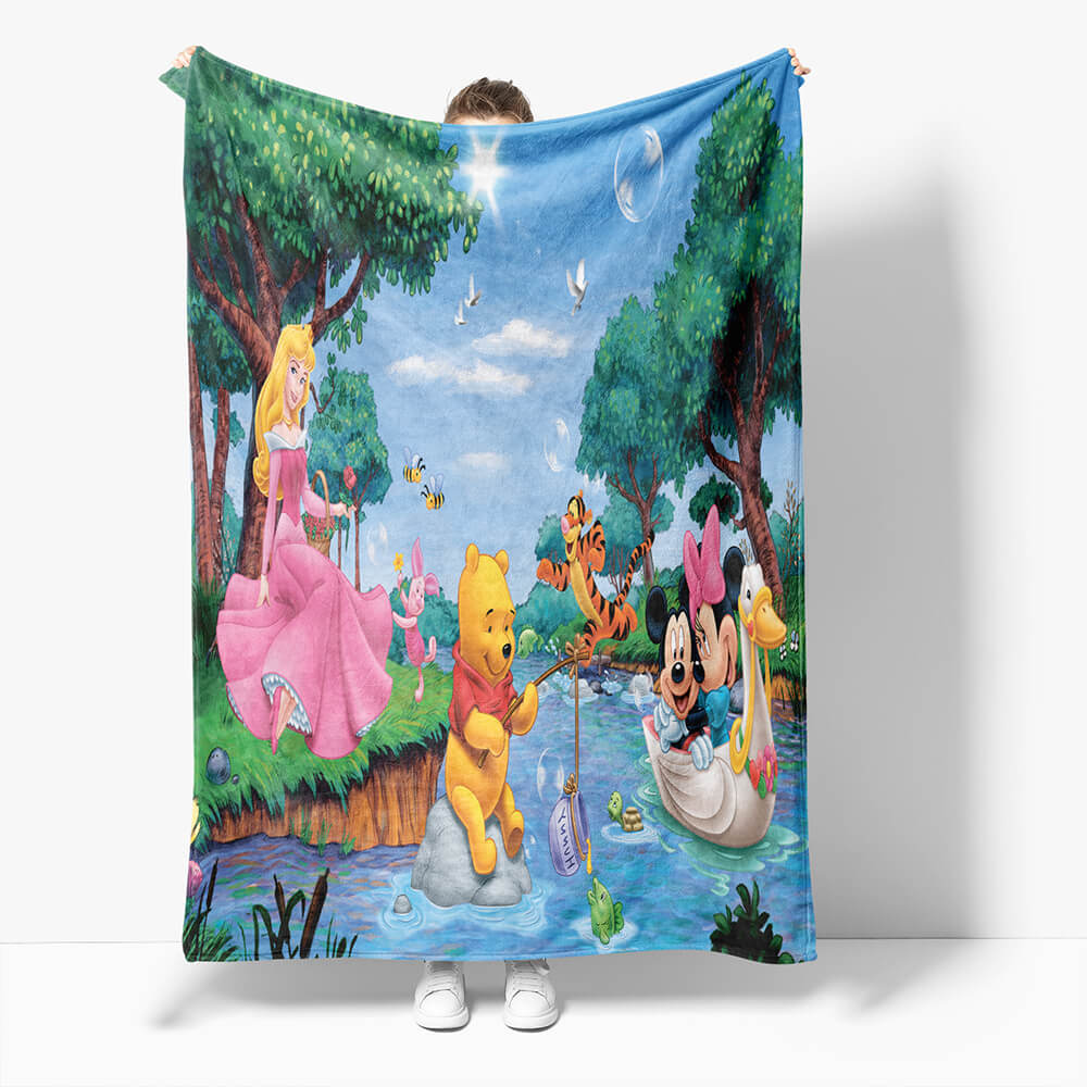 Mickey Mouse Minnie Mouse Flannel Fleece Throw Blanket Comforter Set - EBuycos