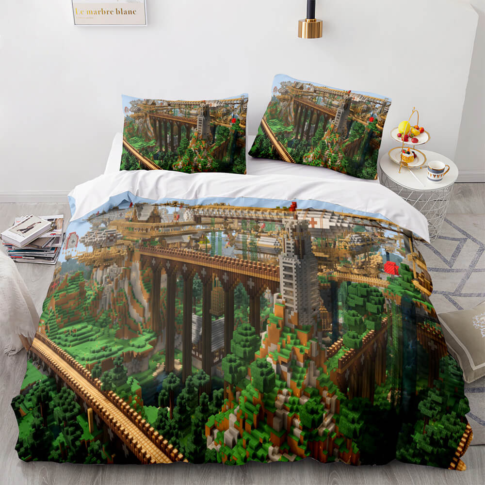 Minecraft Cosplay Bedding Set Full Duvet Cover Comforter Bed Sheets - EBuycos