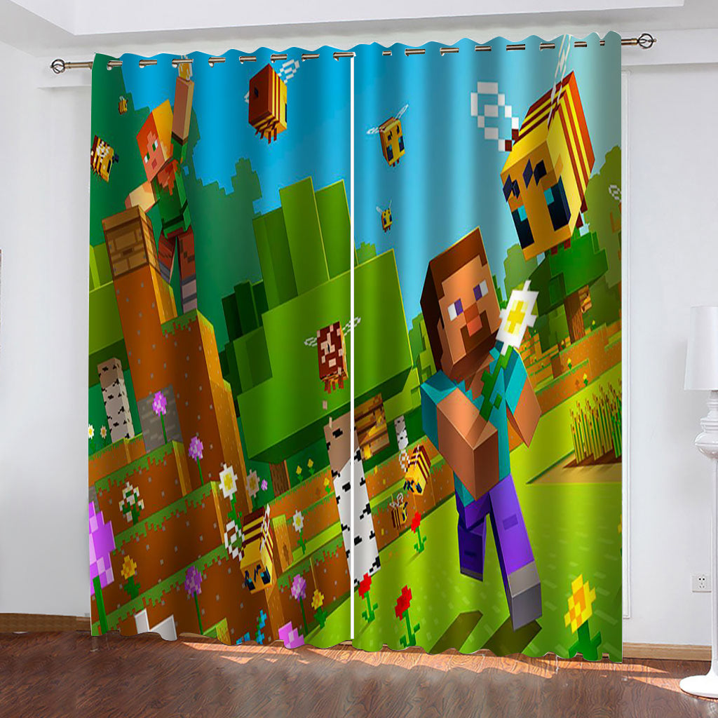 Minecraft Curtains Blackout Window Treatments Drapes for Room Decoration