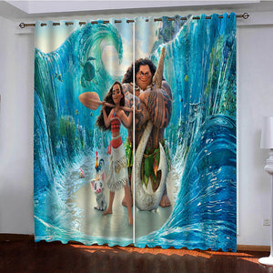 Moana Curtains Pattern Blackout Window Drapes