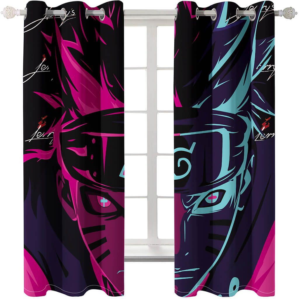 Naruto Curtains Cosplay Blackout Window Treatments Drapes for Room Decoration