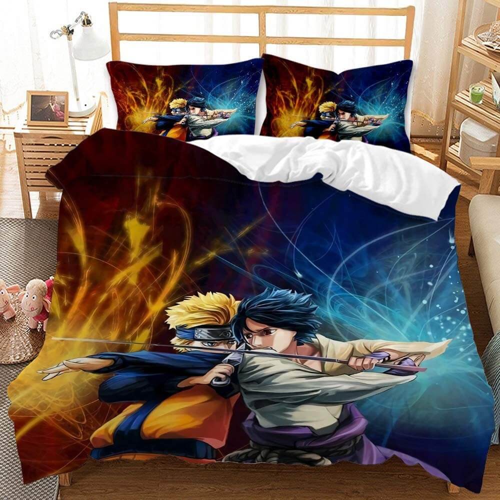Naruto Kakashi Sasuke Itachi Bijuu Cosplay Bedding Set Duvet Cover Bed Sheets - EBuycos