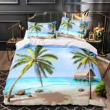 Ocean Beach Coconut tree Sea Bedding Sets Quilt Duvet Cover Bed Sheets - EBuycos