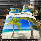 Ocean Beach Themed Coconut Tree Bedding Sets Quilt Duvet Cover Bed Linen - EBuycos