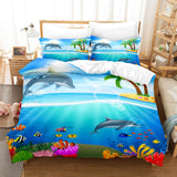 Ocean Dolphin Bedding Set Duvet Cover Comforter Bed Sheets - EBuycos