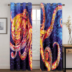 Octopus Curtains Blackout Window Treatments Drapes for Room Decoration