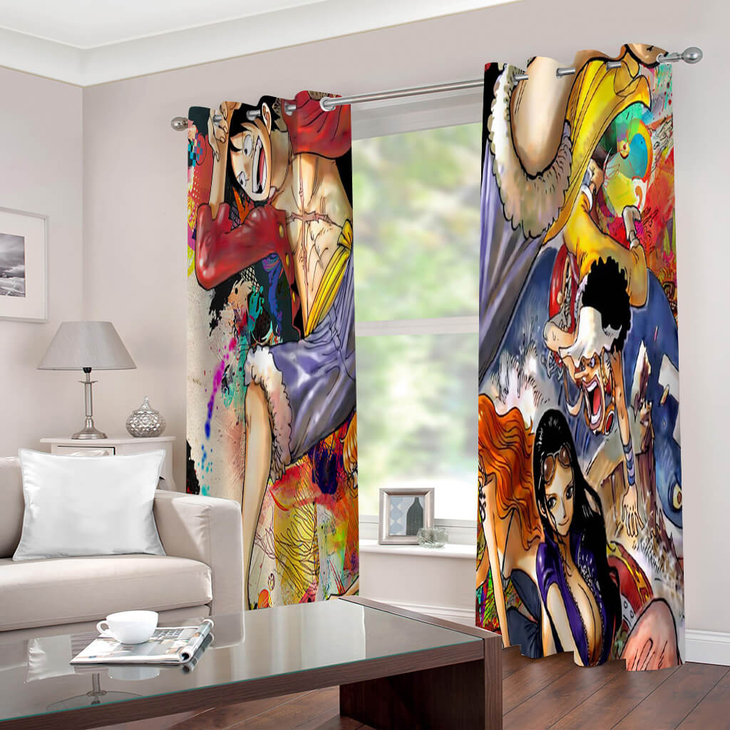 One Piece Curtains 2 Panels Blackout Window Drapes for Room Decoration
