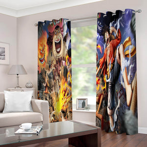 One Piece Curtains 2 Panels Blackout Window Drapes for Room Decoration