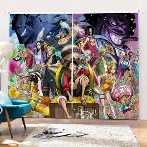 One Piece Curtains Cosplay Blackout Window Drapes for Room Decorations
