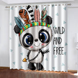 Panda Curtains Blackout Window Treatments Drapes for Room Decoration