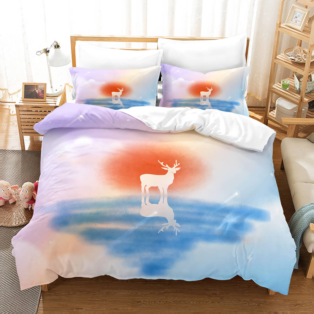 Pere David's deer Bedding Set Elk Duvet Cover Quilt Bed Sheets Sets - EBuycos