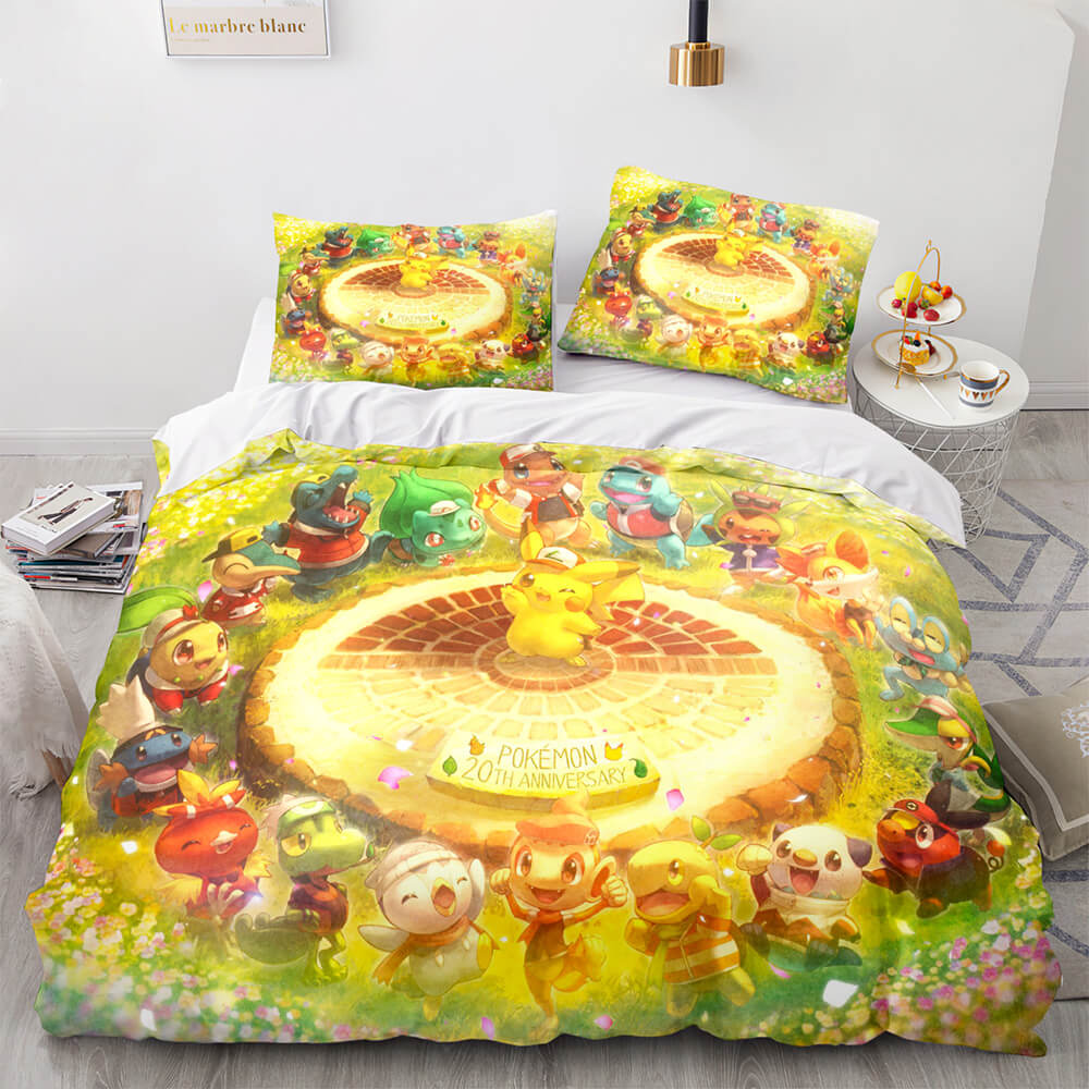 Pikachu Cosplay Bedding Set Full Duvet Covers Comforter Bed Sheets - EBuycos