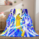 Pikachu Cosplay Caroset Blanket Flannel Throw Comforter Set - EBuycos