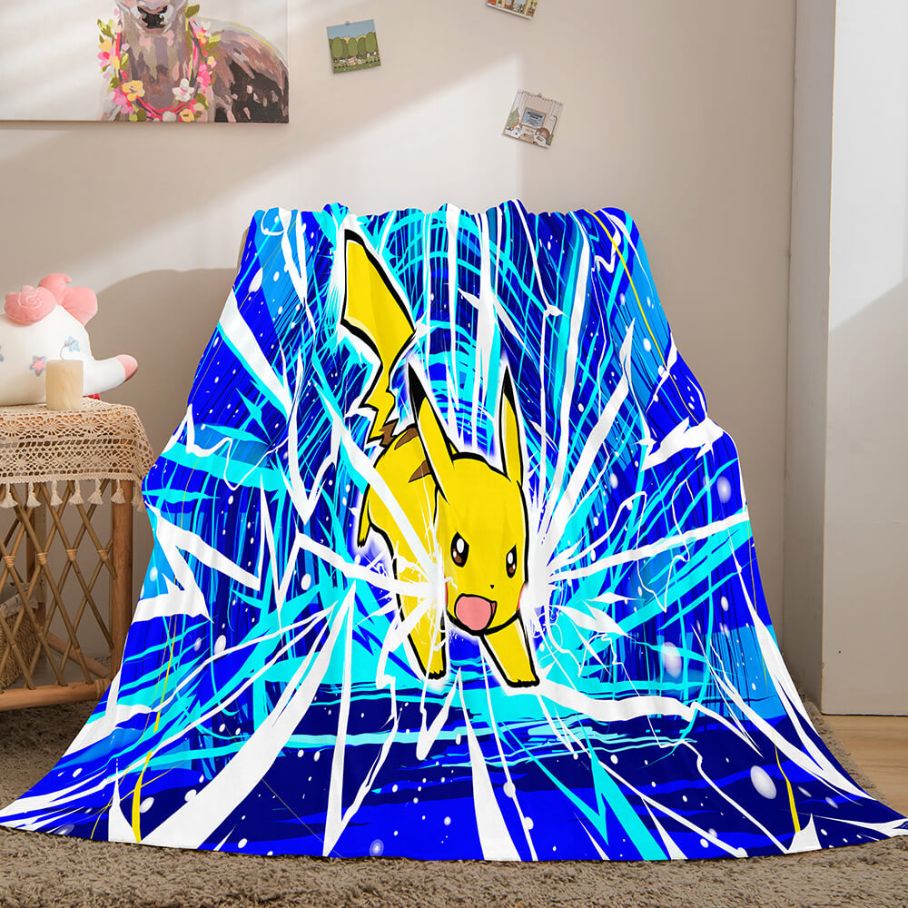 Pikachu Cosplay Caroset Blanket Flannel Throw Comforter Set - EBuycos