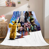 Pikachu Cosplay Caroset Blanket Flannel Throw Comforter Set - EBuycos