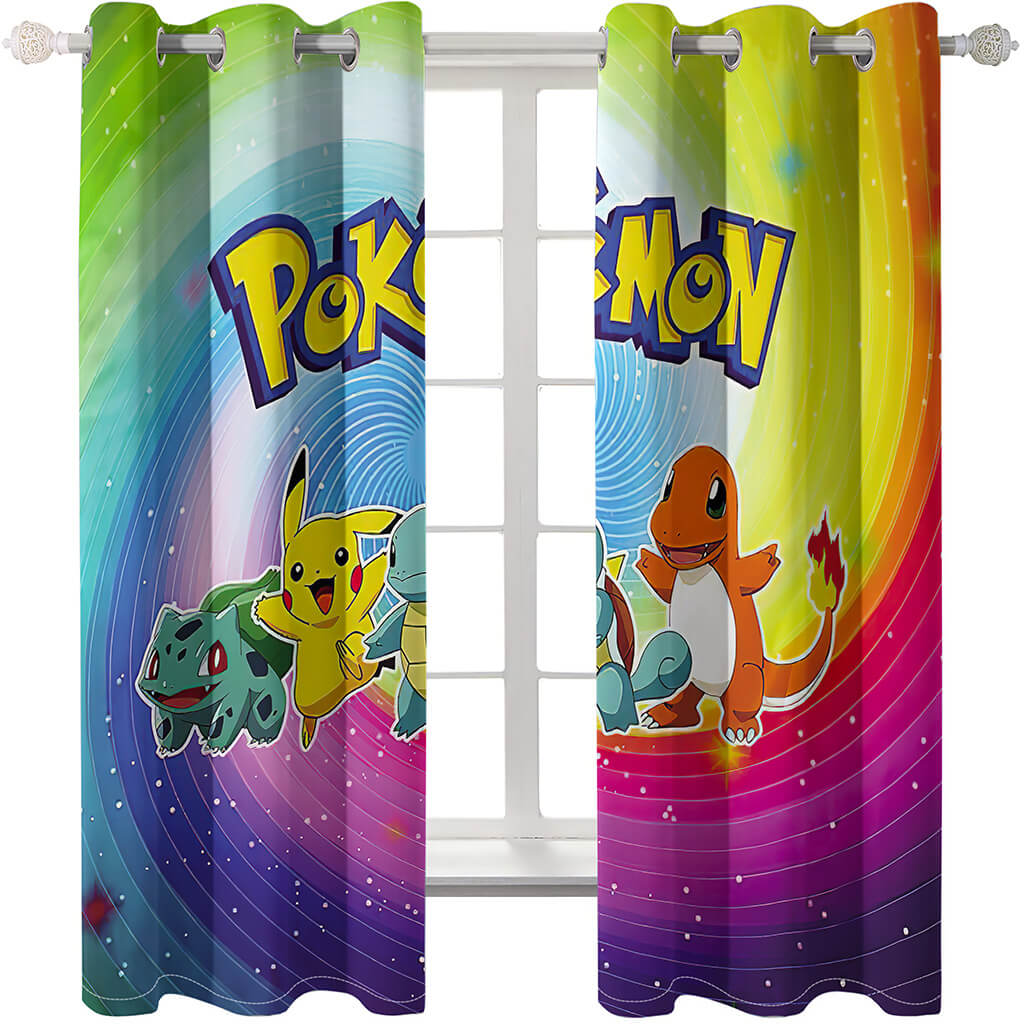 Pokemon Pikachu Curtains Blackout Window Treatments Drapes for Room Decor
