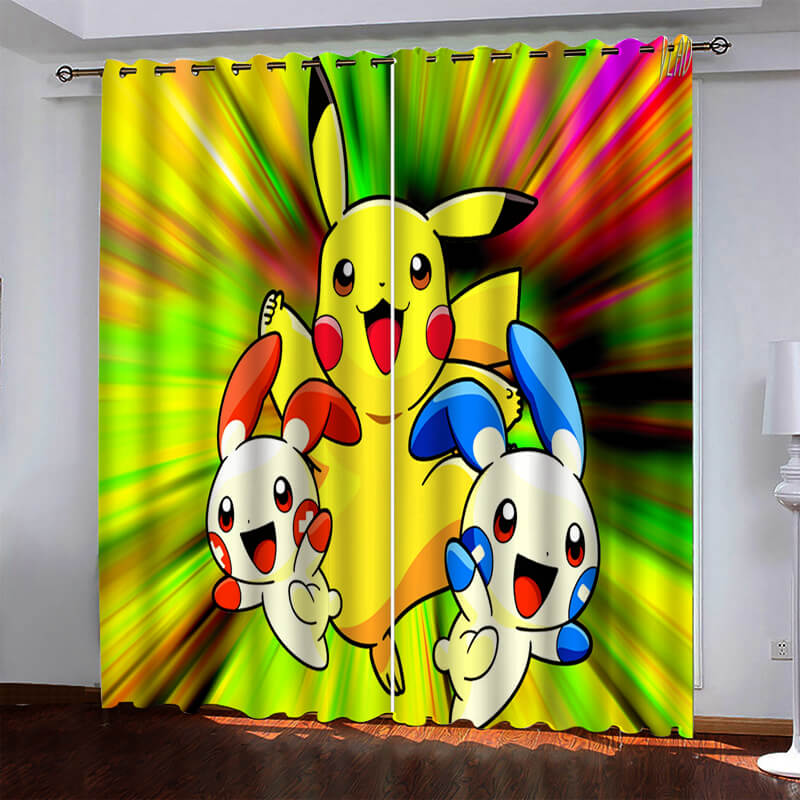 Pokémon Pikachu Curtains Pattern Blackout Window Drapes