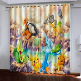 Pokémon Pikachu Curtains Pattern Blackout Window Drapes