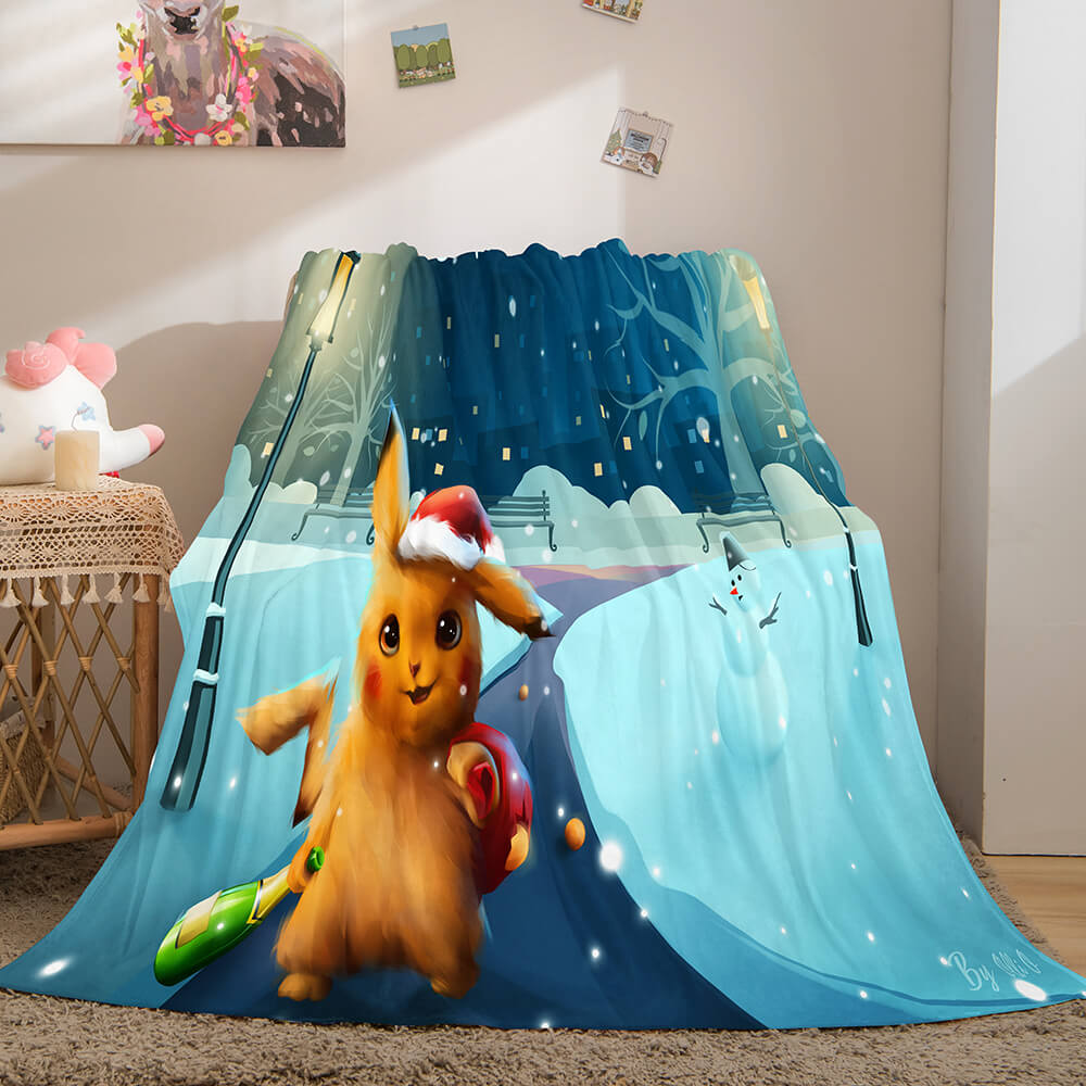 Pokemon Pikachu Flannel Fleece Blanket Throw Cosplay Wrap Blanket - EBuycos