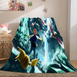 Cartoon Pokemon Pikachu Flannel Fleece Blanket Throw Nap Quilt Blanket - EBuycos