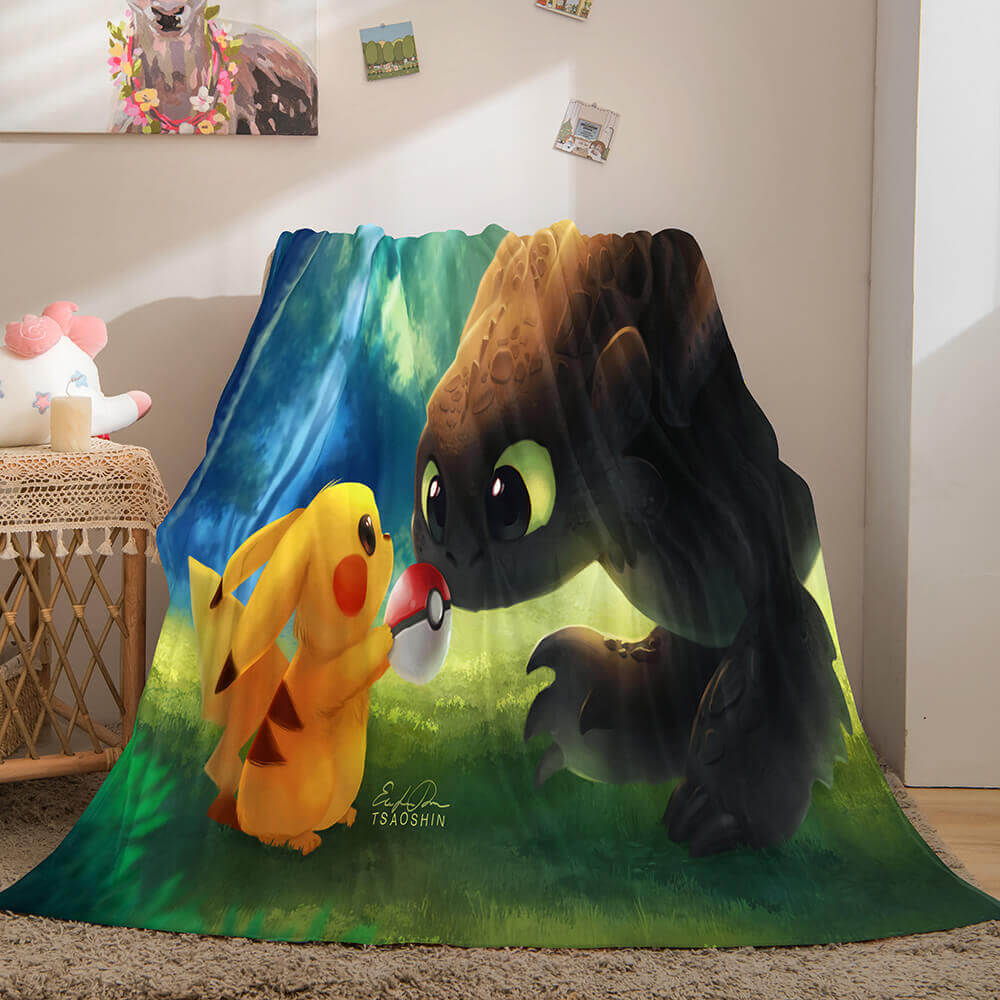 Pokemon Pikachu Soft Flannel Fleece Blanket Throw Wrap Nap Quilt Blanket - EBuycos