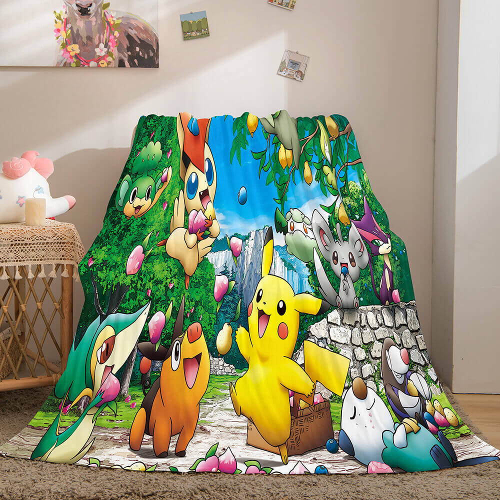 Pokemon Pikachu Flannel Fleece Blanket Throw Wrap Nap Quilt Blanket - EBuycos
